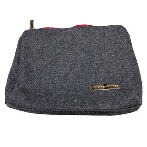 American‎ Airlines Grey Felt Lined Bag Makeup Travel Zipper Closure